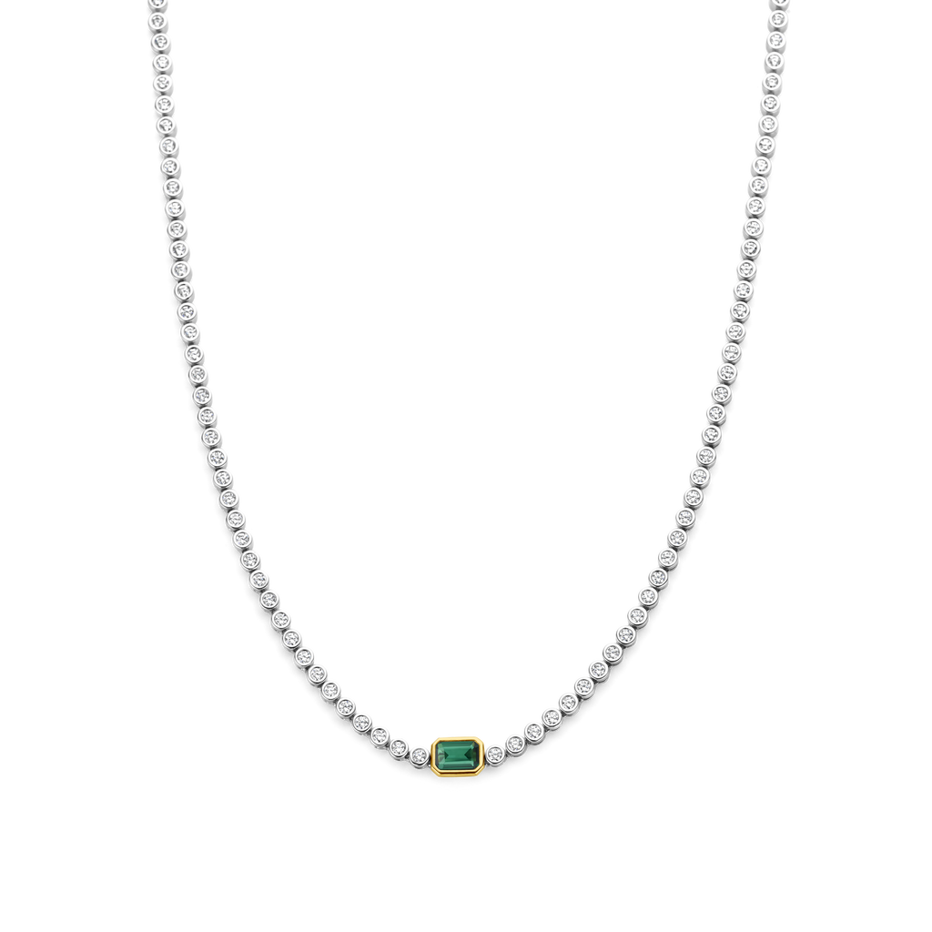Baguette Tennis Necklace Emerald Green – TI SENTO