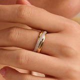 Tricolor Zirconia Crossover Ring - S model