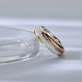 Tricolor Zirconia Crossover Ring - S model