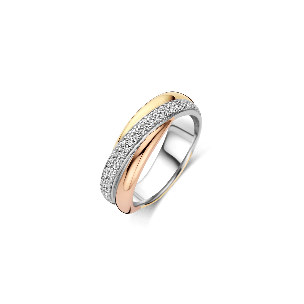 Tricolor Zirconia Crossover Ring - S model – TI SENTO