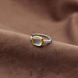 Zirconia Cushion Ring with pearl