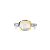 Zirconia Cushion Ring with pearl