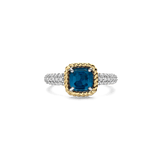 Blue Zirconia Cushion Ring