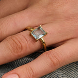 Rectangular Zirconia Ring Light Blue