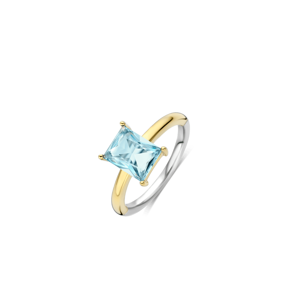 Rectangular Zirconia Ring Light Blue – TI SENTO
