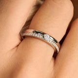 Classic Contrast Zirconia Ring Silver