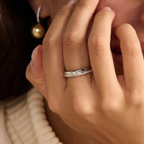 Classic Contrast Zirconia Ring Silver