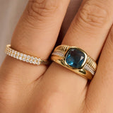 Blue Cushion Structure Ring