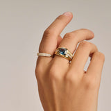 Blue Cushion Structure Ring