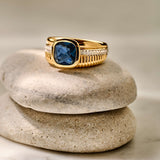 Blue Cushion Structure Ring
