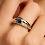 Blue Cushion Zirconia Ring
