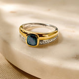 Blue Cushion Zirconia Ring