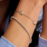 Zirconia Cross Bracelet Silver