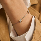 Bicolor Zirconia Cross Bracelet