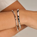 Classic Rectangular Zirconia Bangle Silver