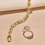Chunky Open Link Bracelet with Round Zirconia