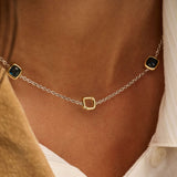 Blue Cushion Charm Necklace