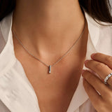 Zirconia Bar Necklace Silver