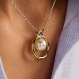 Floating Pearl Circle Necklace