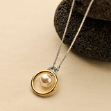 Floating Pearl Circle Necklace