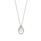 Floating Pearl Zirconia Circle Necklace