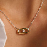 Open Chain Necklace with Round Zirconia
