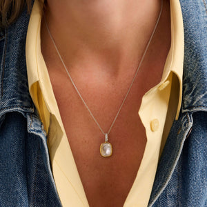 Zirconia Cushion Pearl Necklace with pendant – TI SENTO
