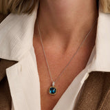 Blue Zirconia Cushion Necklace with pendant