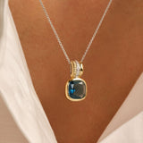 Blue Cushion Structure Necklace with pendant