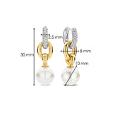 Connected Zirconia Pearl Earrings