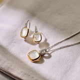 Zirconia Cushion Earrings with pearl