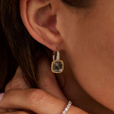 Grey Zirconia Cushion Hoops