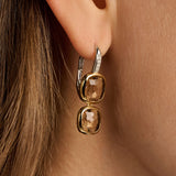 Double Cushion Earrings Yellow