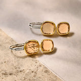 Double Cushion Earrings Yellow