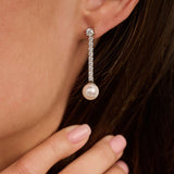 Drop Zirconia Pearl Earrings