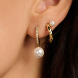 Pearl Half Hoop Earrings