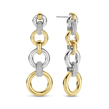 Long Open Modern Pavé Circle Earrings