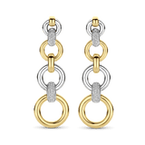 Long Open Modern Pavé Circle Earrings