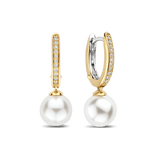 Zirconia Pearl Hoops Gold Vermeil