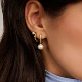 Zirconia Pearl Hoops Gold Vermeil