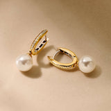 Zirconia Pearl Hoops Gold Vermeil