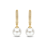 Zirconia Pearl Hoops Gold Vermeil
