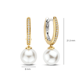 Zirconia Pearl Hoops Gold Vermeil