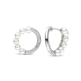 Pearl Zirconia Circle Earrings