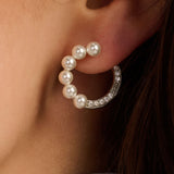 Pearl Zirconia Circle Earrings
