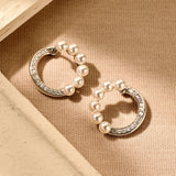 Pearl Zirconia Circle Earrings