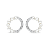 Pearl Zirconia Circle Earrings