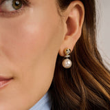 Round Zirconia Pearl Earrings Gold Vermeil