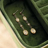 Oval Zirconia Earrings Gold Vermeil