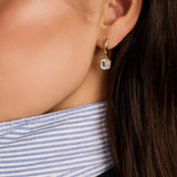 Zirconia Cushion Hoops Gold Vermeil